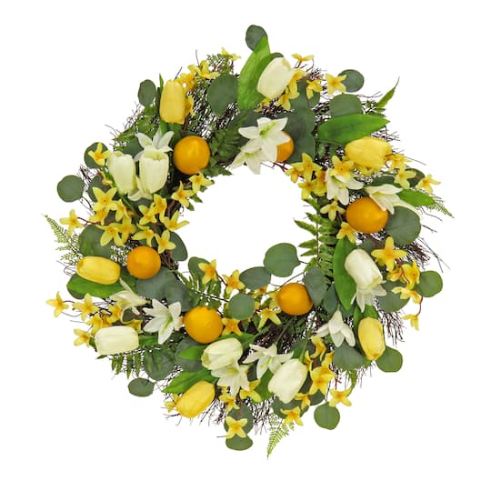 22&#x22; Lemon &#x26; Tulip Wreath